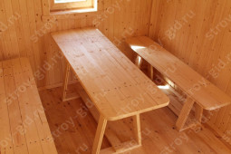 Стол и лавки в готовой бане Апрелевка